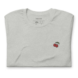 Unisex embroidered T-shirt, cherry embroidery