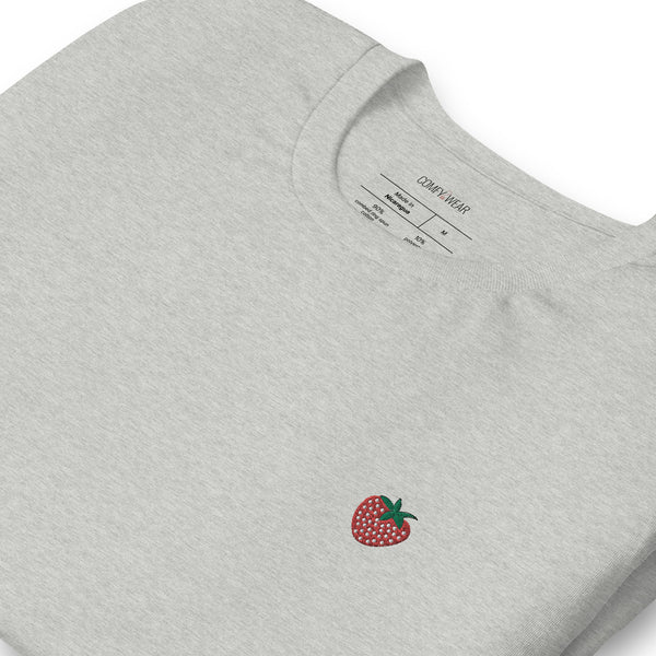 Load image into Gallery viewer, Unisex embroidered T-shirt, strawberry embroidery
