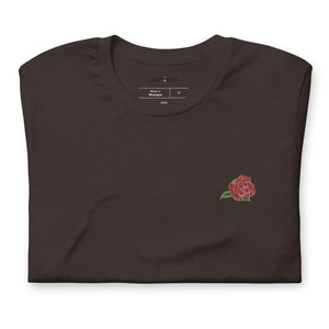 Unisex embroidered T-shirt, rose embroidery