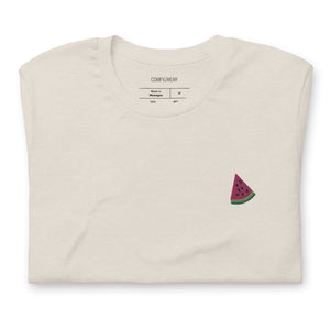 Unisex embroidered T-shirt, watermelon embroidery
