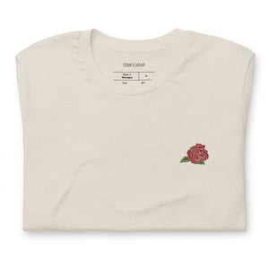 Unisex embroidered T-shirt, rose embroidery