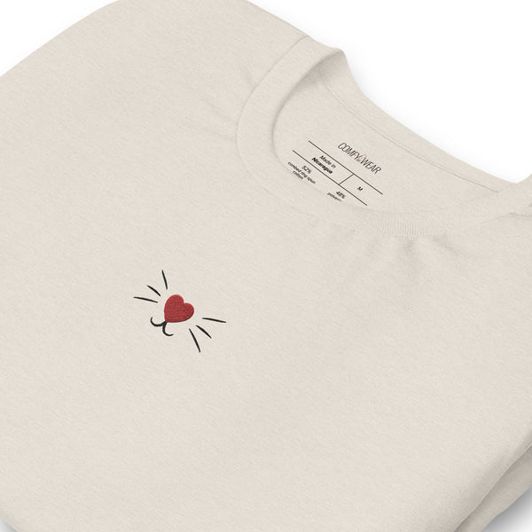 Load image into Gallery viewer, Unisex embroidered T-shirt, cute cat embroidery
