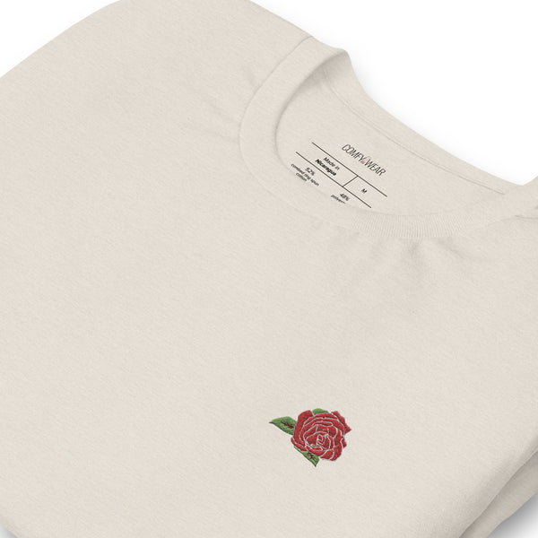 Load image into Gallery viewer, Unisex embroidered T-shirt, rose embroidery
