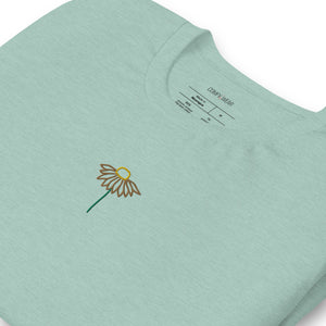 Unisex embroidered T-shirt, sunflower embroidery