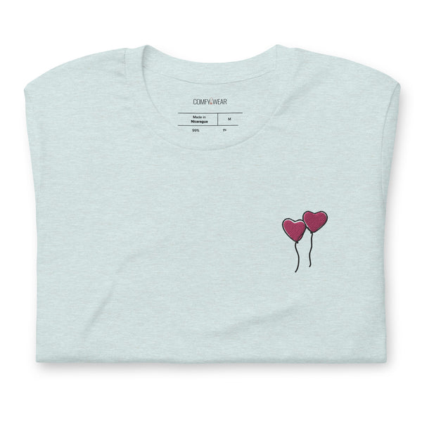 Load image into Gallery viewer, Unisex embroidered T-shirt, love balloons embroidery

