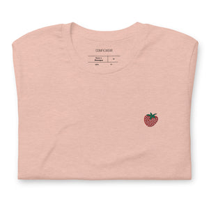 Unisex embroidered T-shirt, strawberry embroidery