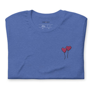 Unisex embroidered T-shirt, love balloons embroidery