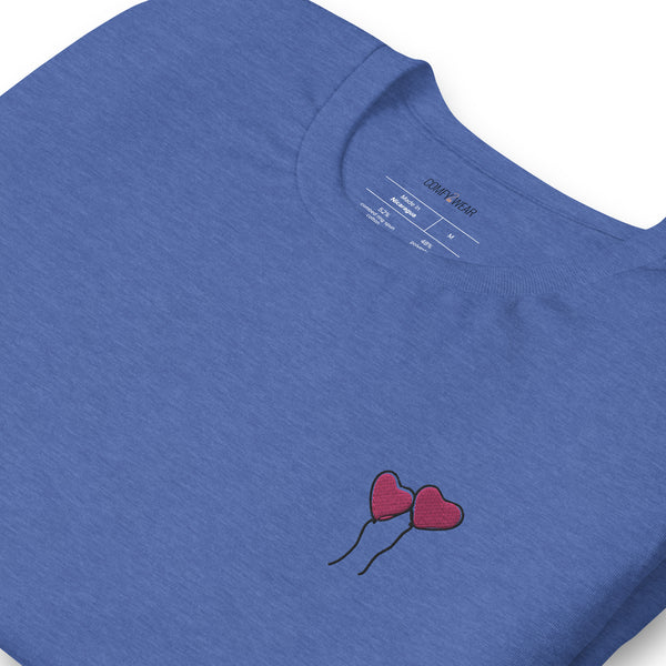 Load image into Gallery viewer, Unisex embroidered T-shirt, love balloons embroidery
