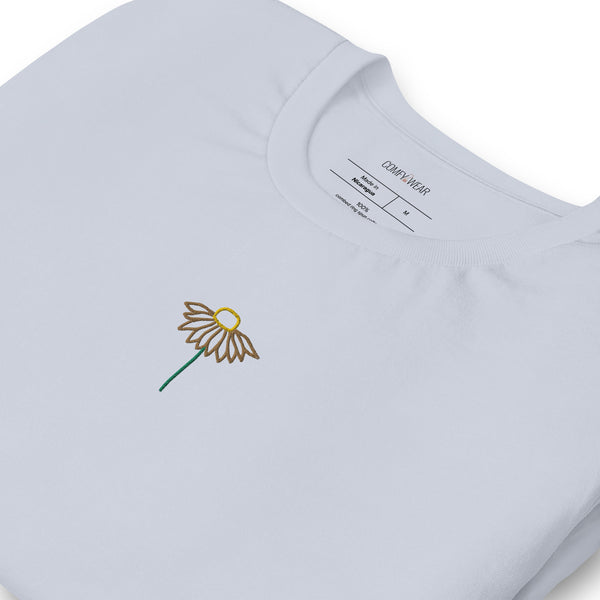 Load image into Gallery viewer, Unisex embroidered T-shirt, sunflower embroidery
