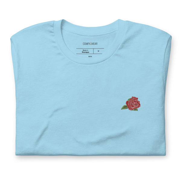 Load image into Gallery viewer, Unisex embroidered T-shirt, rose embroidery

