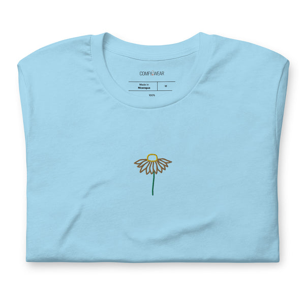 Load image into Gallery viewer, Unisex embroidered T-shirt, sunflower embroidery
