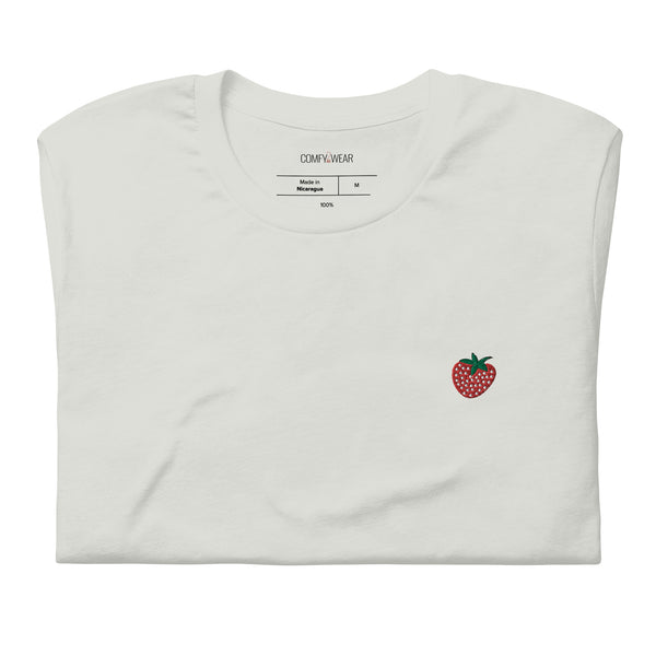 Load image into Gallery viewer, Unisex embroidered T-shirt, strawberry embroidery
