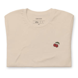 Unisex embroidered T-shirt, cherry embroidery