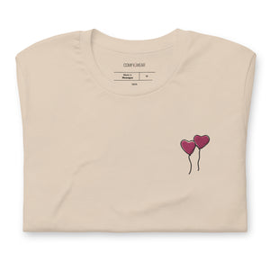Unisex embroidered T-shirt, love balloons embroidery