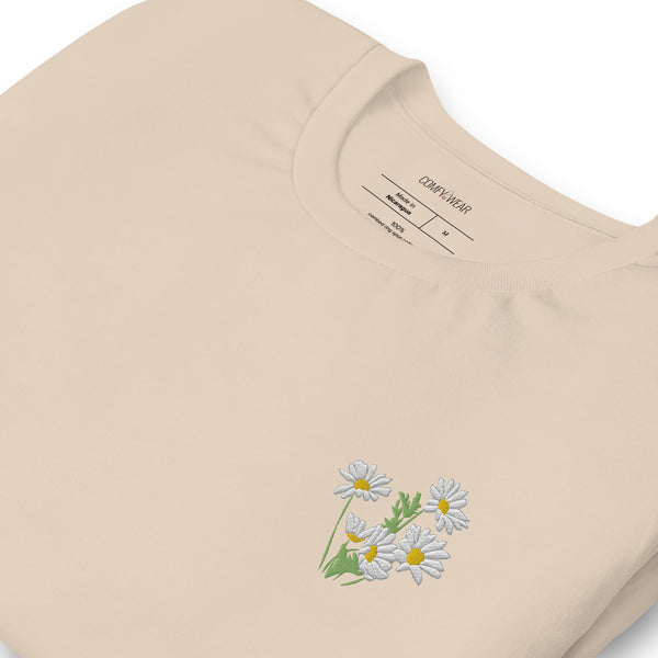 Load image into Gallery viewer, Unisex embroidered T-shirt, chamomiles embroidery
