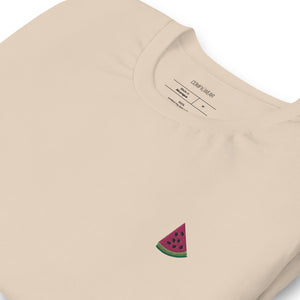 Unisex embroidered T-shirt, watermelon embroidery