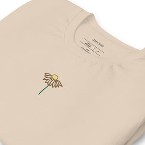 Unisex embroidered T-shirt, sunflower embroidery