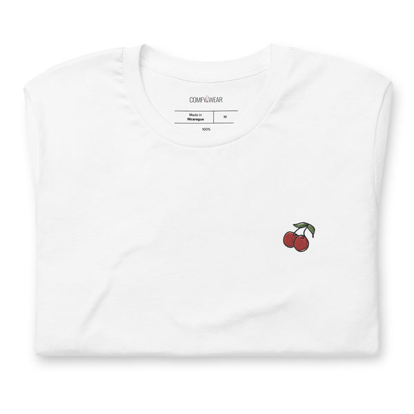 Load image into Gallery viewer, Unisex embroidered T-shirt, cherry embroidery
