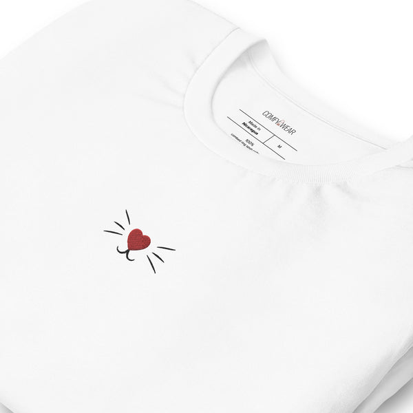 Load image into Gallery viewer, Unisex embroidered T-shirt, cute cat embroidery

