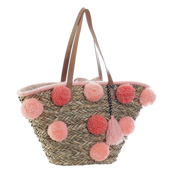 Load image into Gallery viewer, Tote Bag DKD Home Decor Pink Coral Pompoms
