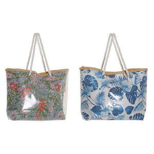 Tote Bag DKD Home Decor Flowers Polyester (2 pcs)