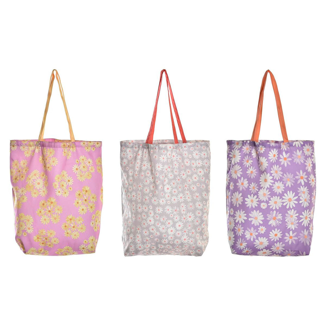 Shopping Bag DKD Home Decor Flowers Nylon (3 Units)