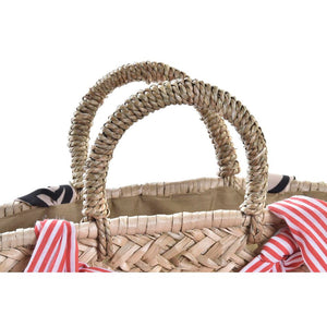 Beach Bag DKD Home Decor Natural Red Beige Polyester Maroon (2 Units)